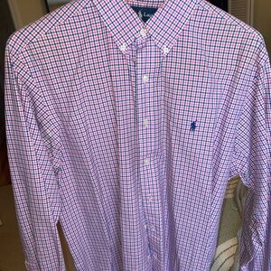 Ralph Lauren Men's pink and Blue Plaid Shirt